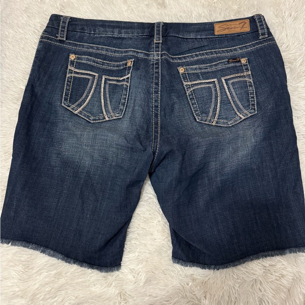Melissa McCarthy Seven7 Blue Jean Shorts with Frayed Hem